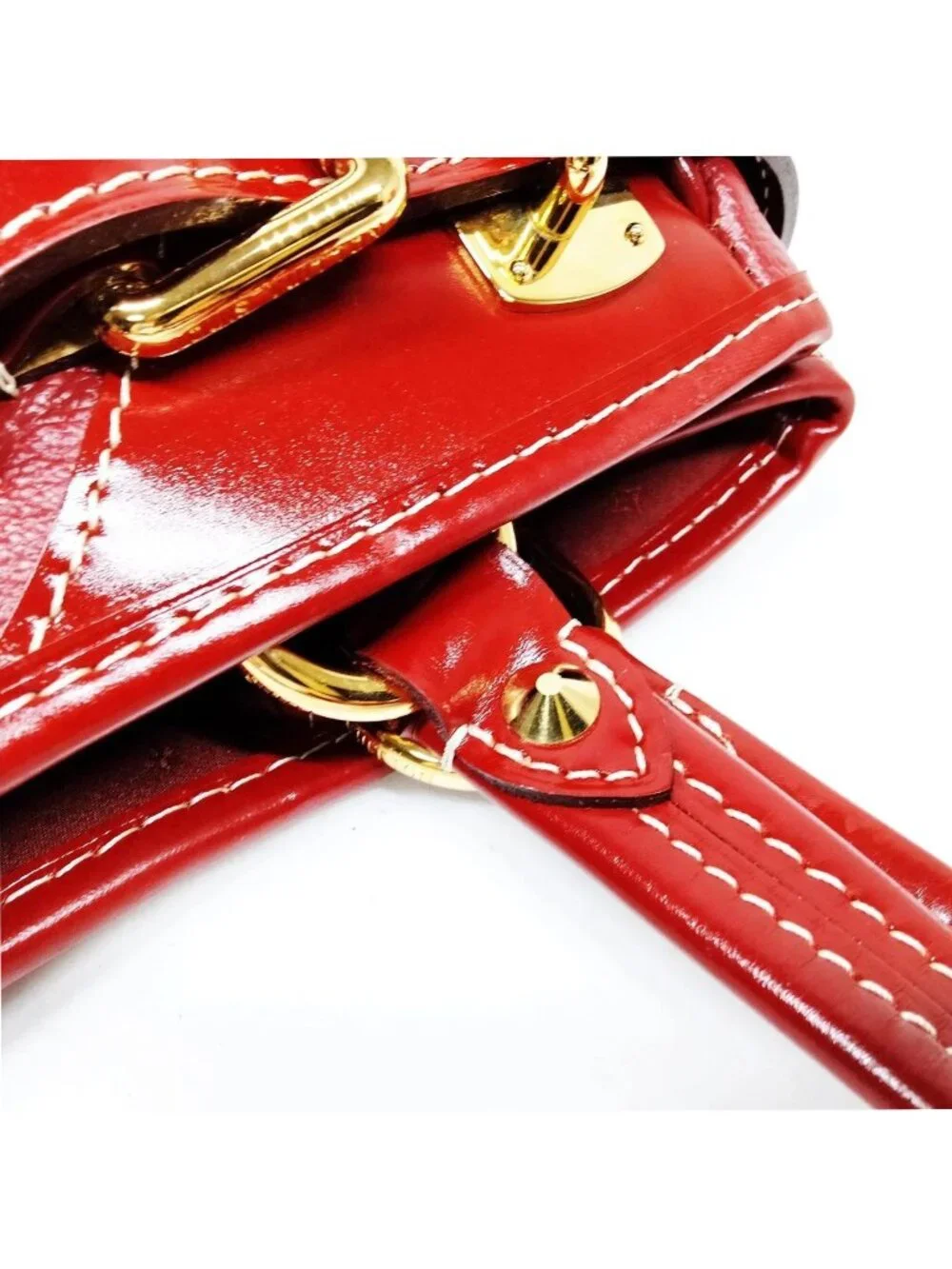 Authentic Louis Vuitton Suhali Le Fabuleux PM Red Leather Tote Shoulder Bag